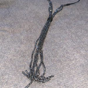 Jamie Rocks NYC Gray beaded lariat necklace